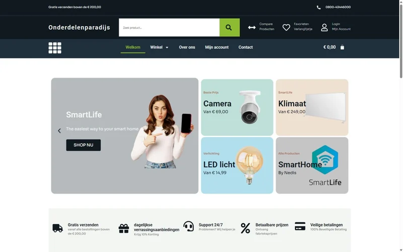 Onderdelenparadijs webshop – laptopweergave
