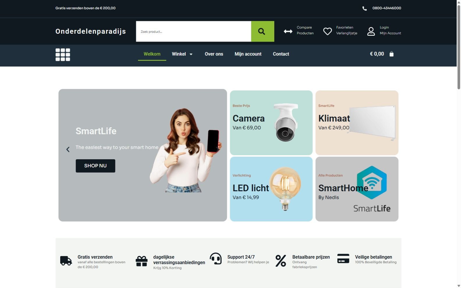 Onderdelenparadijs webshop – laptopweergave